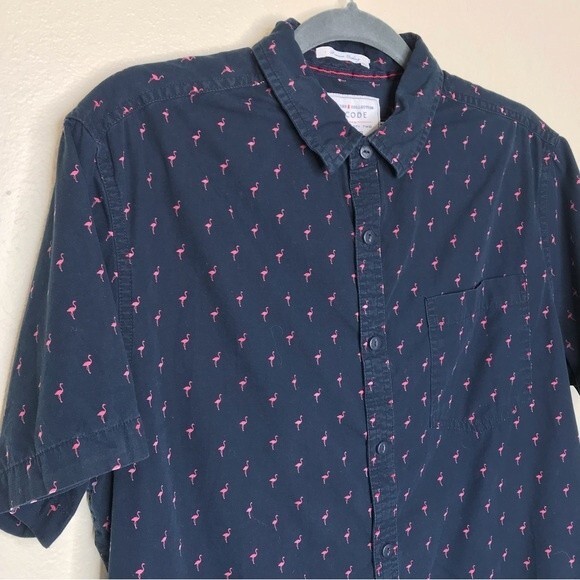 Zipcode Travellers Collection Slim Fit Flamingo All Over Print Shirt Mens Large - Picture 3 of 16